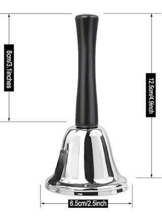 Loud Hand Bell, Silver Steel Hand Bells for Adults, Dinner Bells for Inside Classroom Bell, for Food Line, Alarm, Jingles, Ringing - view 4